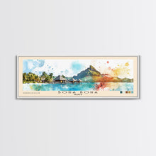 Load image into Gallery viewer, Bora Bora, France Watercolor Beach Print, Vacation Gift, France Wall Art, Framed Canvas Print, Framed Beach Painting
