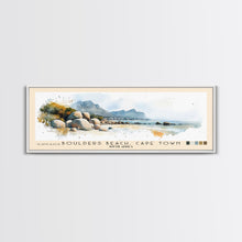 Load image into Gallery viewer, Boulders Beach, Cape Town, South Africa Watercolor Print, Vacation Gift, South Africa Wall Art, Beach Painting, Beach Decor, Large Wall Art, Wood Frame Art
