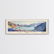 Load image into Gallery viewer, Cala Pregonda, Spain Watercolor Print, Vacation Gift, Spain Wall Art, Beach Painting, Beach Decor, Large Wall Art, Wood Frame Art