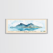 Load image into Gallery viewer, Chatham Island, New Zealand Watercolor Print, Vacation Gift, New Zealand Wall Art, Beach Painting, Beach Decor, Large Wall Art, Wood Frame Art