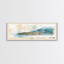 Load image into Gallery viewer, Cortegada Island, Spain Watercolor Beach Print, Vacation Gift, Spain Wall Art, Framed Canvas Print, Framed Beach Painting