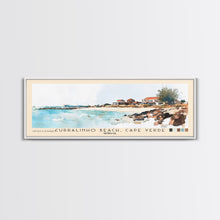 Load image into Gallery viewer, Curralinho Beach, Cape Verde, Senegal Watercolor Print, Vacation Gift, Senegal Wall Art, Beach Painting, Beach Decor, Large Wall Art, Wood Frame Art