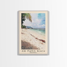 Carregar imagem no visualizador da galeria, Air Manis Beach, Indonesia Watercolor Beach Print, Vacation Gift, Indonesia Wall Art, Framed Canvas Print, Framed Beach Painting