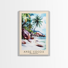 Load image into Gallery viewer, Anse Cocos, Seychelles Watercolor Beach Print, Vacation Gift, Seychelles Wall Art, Beach Painting, Beach Decor, Beach Painting