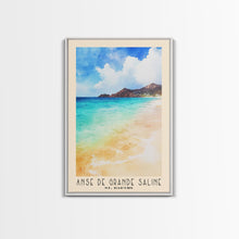 Load image into Gallery viewer, Anse de Grande Saline, St. Barths Watercolor Print, Vacation Gift, St. Barths Wall Art, Beach Painting, Beach Decor, Large Wall Art, Wood Frame Art