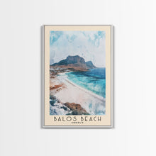 Carregar imagem no visualizador da galeria, Balos Beach, Greece Watercolor Beach Print, Vacation Gift, Greece Wall Art, Framed Canvas Print, Framed Beach Painting