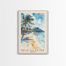 Load image into Gallery viewer, Belle-Île-en-Mer, France Watercolor Print, Vacation Gift, France Wall Art, Beach Painting, Beach Decor, Large Wall Art, Wood Frame Art