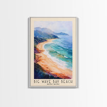 Load image into Gallery viewer, Big Wave Bay Beach, Hong Kong Watercolor Print, Vacation Gift, Hong Kong Wall Art, Beach Painting, Beach Decor, Large Wall Art, Wood Frame Art