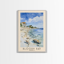 Load image into Gallery viewer, Bloody Bay, Jamaica Watercolor Beach Print, Vacation Gift, Jamaica Wall Art, Framed Canvas Print, Framed Beach Painting