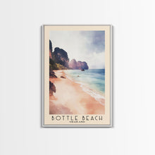 Load image into Gallery viewer, Bottle Beach, Thailand Watercolor Beach Print, Vacation Gift, Thailand Wall Art, Framed Canvas Print, Framed Beach Painting