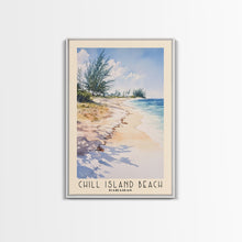 Cargar imagen en el visor de la galería, Chill Island Beach, Bahamas Watercolor Beach Print, Vacation Gift, Bahamas Wall Art, Framed Canvas Print, Framed Beach Painting