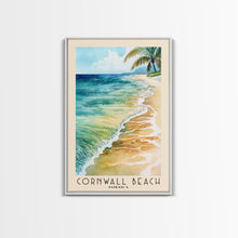 Load image into Gallery viewer, Cornwall Beach, Jamaica Watercolor Beach Print, Vacation Gift, Jamaica Wall Art, Framed Canvas Print, Framed Beach Painting