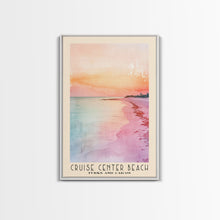 Load image into Gallery viewer, Cruise Center Beach, Turks and Caicos Watercolor Print, Vacation Gift, Turks and Caicos Wall Art, Beach Painting, Beach Decor, Large Wall Art, Wood Frame Art