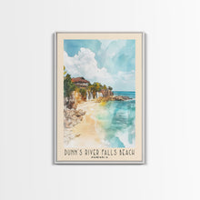Load image into Gallery viewer, Dunn’s River Falls Beach, Jamaica Watercolor Print, Vacation Gift, Jamaica Wall Art, Beach Painting, Beach Decor, Large Wall Art, Wood Frame Art