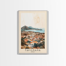 Carregar imagem no visualizador da galeria, Favignana, Italy Watercolor Beach Print, Vacation Gift, Italy Wall Art, Framed Canvas Print, Framed Beach Painting