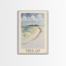 Load image into Gallery viewer, Gibbs Cay, Turks and Caicos Watercolor Beach Print, Vacation Gift, Turks and Caicos Wall Art, Framed Canvas Print, Framed Beach Painting