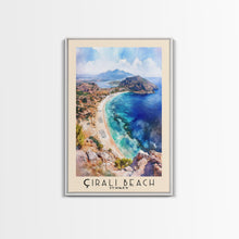 Load image into Gallery viewer, Çıralı Beach, Turkey Watercolor Print, Vacation Gift, Turkey Wall Art, Beach Painting, Beach Decor, Large Wall Art, Wood Frame Art