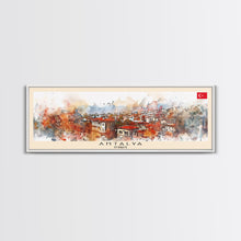 Load image into Gallery viewer, Antalya Turkey Panoramic Travel Poster, Framed Canvas Print or Metal Wall Art, Travel Art, Home Decor, Panoramic Painting, Midcentury Art
