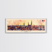 Load image into Gallery viewer, Antwerp Belgium Wall Art, Panoramic Travel Poster, Panoramic Framed Canvas Print, City Wall Art, Wall Hanging Home Decor, Travel Art