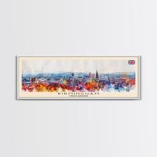 Load image into Gallery viewer, Birmingham United Kingdom Travel Print Wall Art, Panoramic City Art, Travel Art, Wall Decor, Vacation Gift, Framed Canvas Print Or Metal Art