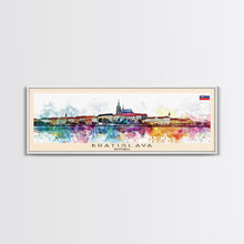 Load image into Gallery viewer, Bratislava Slovakia Wall Art, Panoramic Travel Poster, Panoramic Framed Canvas Print, City Wall Art, Wall Hanging Home Decor, Travel Art