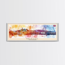 Load image into Gallery viewer, Bristol United Kingdom Panoramic Travel Poster, Framed Canvas Print or Metal Wall Art, Travel Art, Home Decor, Panoramic Painting, Midcentury Art