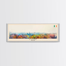 Load image into Gallery viewer, Cork Ireland Panoramic Travel Poster, Framed Canvas Print or Metal Wall Art, Travel Art, Home Decor, Panoramic Painting, Midcentury Art