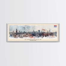 Load image into Gallery viewer, Eindhoven Netherlands Panoramic Travel Poster, Framed Canvas Print or Metal Wall Art, Travel Art, Home Decor, Panoramic Painting, Midcentury Art