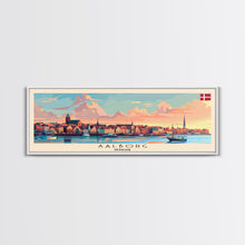 Carregar imagem no visualizador da galeria, Aalborg Denmark Wall Art, Panoramic Travel Poster, Panoramic Framed Canvas Print, City Wall Art, Wall Hanging Home Decor, Travel Art
