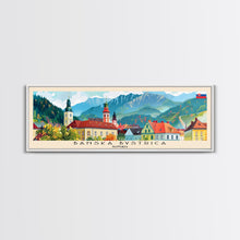 Load image into Gallery viewer, Banska Bystrica Wall Art, Panoramic Travel Poster, Panoramic Framed Canvas Print, City Wall Art, Wall Hanging Home Decor, Travel Art