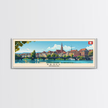 Carregar imagem no visualizador da galeria, Basel SwitzerlandTravel Art, City Art, Framed Canvas Print or Metal Wall Art, Europe Travel Poster, Panoramic Wall Art, Extra Wide Wall Art