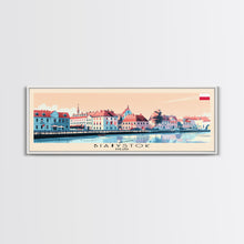 Load image into Gallery viewer, Bialystok Poland Panoramic Travel Poster, Framed Canvas Print or Metal Wall Art, Travel Art, Home Decor, Panoramic Painting, Midcentury Art
