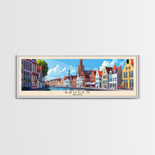Carregar imagem no visualizador da galeria, Bruges Belgium Travel Art, City Art, Framed Canvas Print or Metal Wall Art, Europe Travel Poster, Panoramic Wall Art, Extra Wide Wall Art