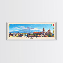 Cargar imagen en el visor de la galería, Catania Italy Travel Print Wall Art, Panoramic City Art, Travel Art, Wall Decor, Vacation Gift, Framed Canvas Print Or Metal Art