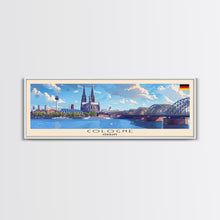 Load image into Gallery viewer, Cologne Germany Panoramic Travel Poster, Framed Canvas Print or Metal Wall Art, Travel Art, Home Decor, Panoramic Painting, Midcentury Art
