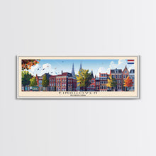 Load image into Gallery viewer, Eindhoven Netherlands Panoramic Travel Poster, Framed Canvas Print or Metal Wall Art, Travel Art, Home Decor, Panoramic Painting, Midcentury Art