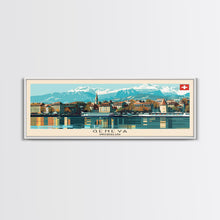 Carregar imagem no visualizador da galeria, Geneva Switzerland Wall Art, Panoramic Travel Poster, Panoramic Framed Canvas Print, City Wall Art, Wall Hanging Home Decor, Travel Art