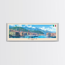 Carregar imagem no visualizador da galeria, Genoa Italy Travel Art, City Art, Framed Canvas Print or Metal Wall Art, Europe Travel Poster, Panoramic Wall Art, Extra Wide Wall Art