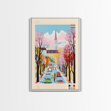 Load image into Gallery viewer, Érd Hungary Travel Poster Framed Canvas Print, Midcentury Modern Art, Pop Art Wall Decor, Living Room Art, Vacation Gift