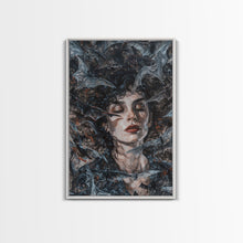 Load image into Gallery viewer, Bats and Beauty in the Night - Spooky Halloween Wall Art - Creepy Home Decor - Gothic Art Print - Unique Halloween Decoration