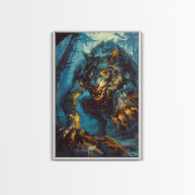 Carregar imagem no visualizador da galeria, Ferocious Werewolf in the Forest - Halloween Wall Decor - Scary Art Print - Werewolf Painting for Halloween - Spooky Home Decor