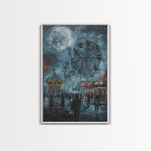 Load image into Gallery viewer, Eerie Carnival, Halloween Art, Spooky Wall Decor, Framed Canvas Print, Creepy Art, Halloween Wall Decor, Seasonal Wall Art, Scary Artwork