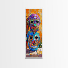Load image into Gallery viewer, Colorful Tribal Art Painting Framed on Canvas, Spanish Style Canvas Painting, Vertical Framed Art for Living Room, Modern Canvas Art