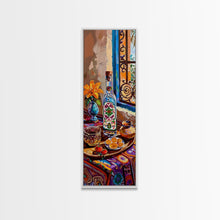 Carregar imagem no visualizador da galeria, Tuscan Kitchen Wall Art Print Framed on Canvas, Tall Narrow Mediterranean Art, Housewarming Gift, Textured Oil Painting , Modern Art Print