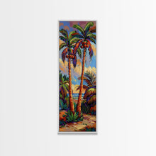 Carregar imagem no visualizador da galeria, Abstract Canvas Painting of Beach Landscape, Palm Tree Art Print, Tall and Narrow Canvas Art of Ocean, Beachy Wall Art for Living Room
