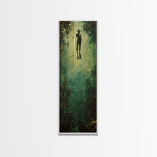 Carregar imagem no visualizador da galeria, Abstract Canvas Painting of Underwater Diver, Modern Framed Wall Art, Dark Wall Art for Living Room, Tall and Narrow Wall Art Print