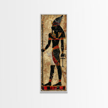 Load image into Gallery viewer, Egyptian Art Depiction of Osiris - Framed Canvas Print, Midcentury Modern Wall Art, Skinny Art, Tall Art, Living Room Decor