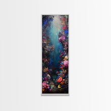 Load image into Gallery viewer, Deep Sea Adventure with Colorful Coral Reefs, Skinny and Tall Art, Stunning Framed Canvas Print, Underwater Landscape Wall Art