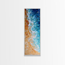 Carregar imagem no visualizador da galeria, Abstract Coastal Waves And Sandy Beach, Rustic Farmhouse Art With Boho Elements, Tall Canvas Print For Modern Wall Decor