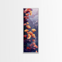 Carregar imagem no visualizador da galeria, Ethereal Autumn Ginkgo Leaves Skinny Art Tall Art Japanese Ukiyo-e Inspired Botanical Framed Canvas Print